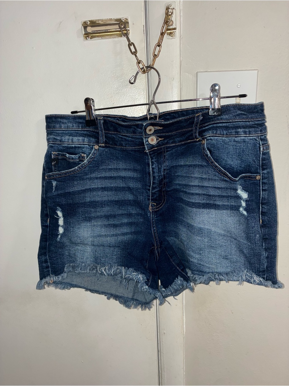 KanCan Dark Blue Distressed Denim Cutoff Shorts